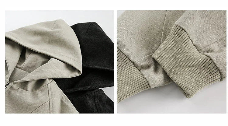 spring autumn hood bomber jacket men streetwear fashion loose casual hooded short cargo jacket cityboy coat outerwear unique cargo style 238
