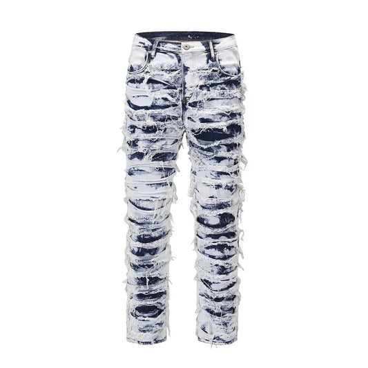 Men's Jeans Skinny Frayed Distressed Retro Ripped Biker Jeans Hip Hop Streetwear European American Slim Denim Pants for Men Street King Limited