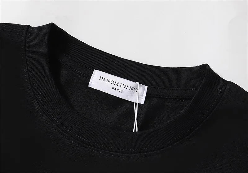 2024ss New IH NOM UH NIT T-shirt Masked Gold Necklace Printing Men Woman Good Quality Chaopai Top Tees Street King Limited