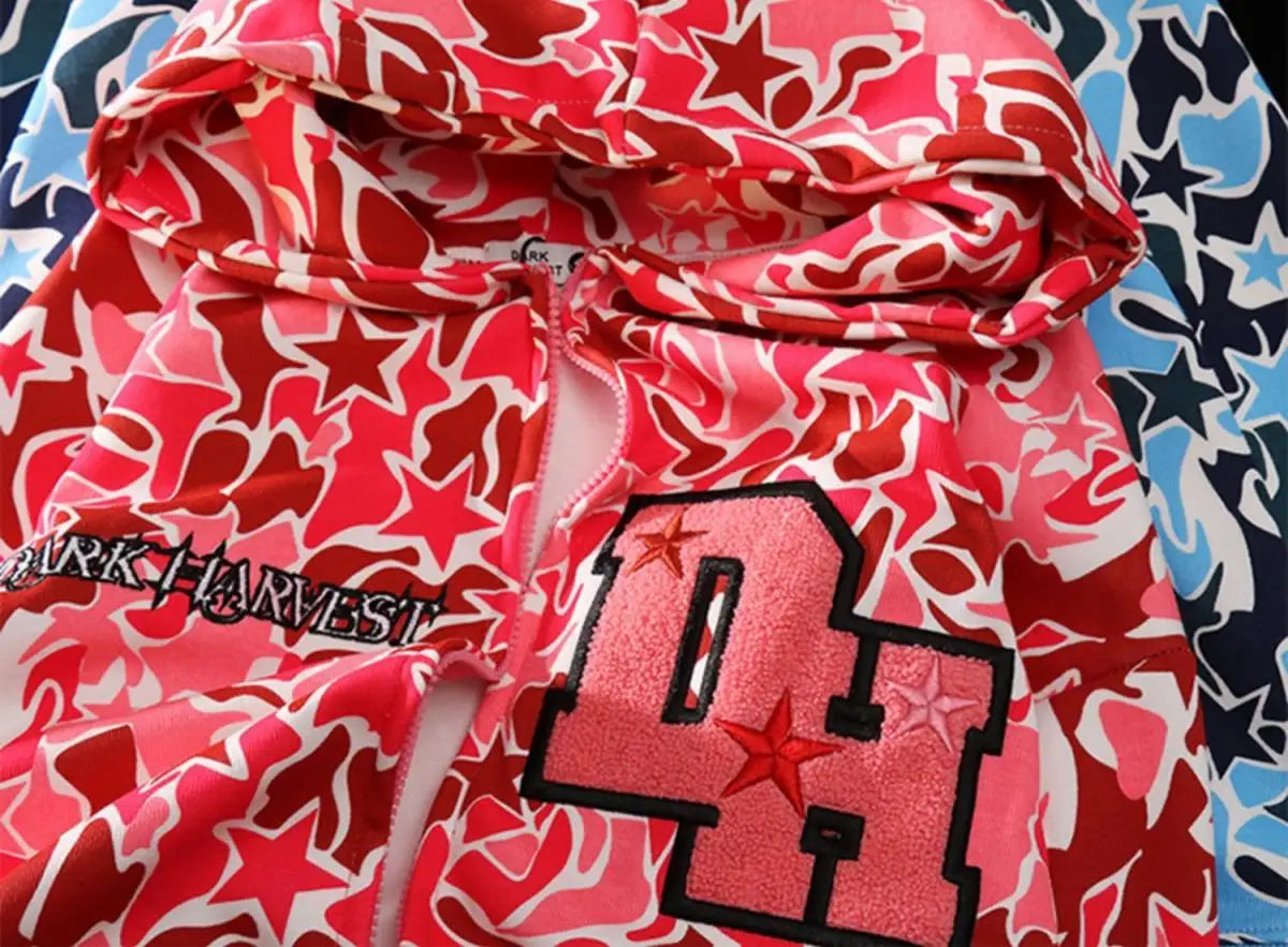 Harajuku Y2k Demon Embroidery Hoodies Women Oversized Grunge Sweatshirt Gothic Goth Zip Up Hoodie Clothes Couples Streetwear Street King Limited
