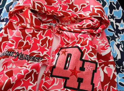 Harajuku Y2k Demon Embroidery Hoodies Women Oversized Grunge Sweatshirt Gothic Goth Zip Up Hoodie Clothes Couples Streetwear Street King Limited