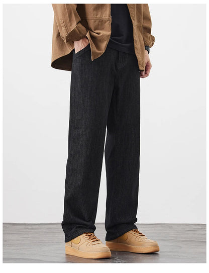 plus size 28 42 micro elastic jeans men classic fashion casual loose straight black denim jeans pant cityboy jeans long trousers unique jeans style 2024