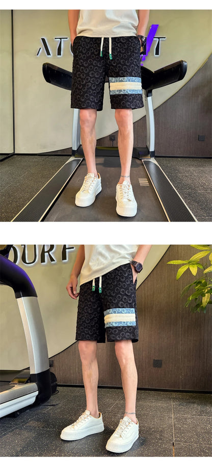 summer foam print shorts men y2k streetwear pleated baggy bermudas para hombre hip hop fashion vintage casual short pants unique shorts style 3335