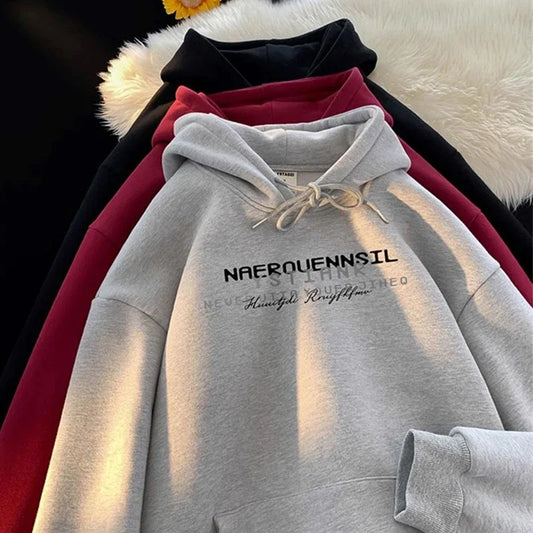 Autumn High Street Letter Printed Hooded Sweatshirt Men Casual Loose Vintage American Style Hoodies Y2K Aesthetic Fashion Hoodie Street King Limited