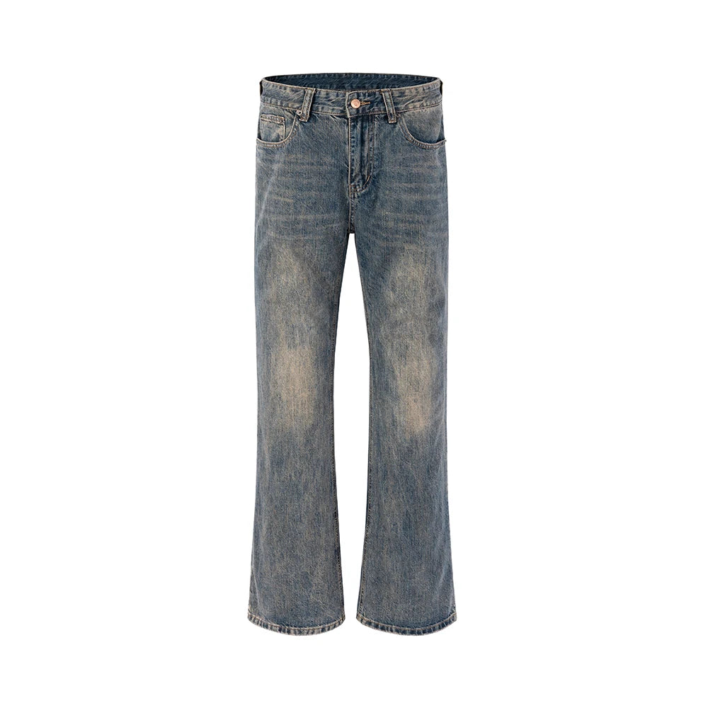 distressed micro rugged mud dyed boot cut jeans unisex straight y2k pantalones hombre casual washed denim pants oversized unique jeans style 1679