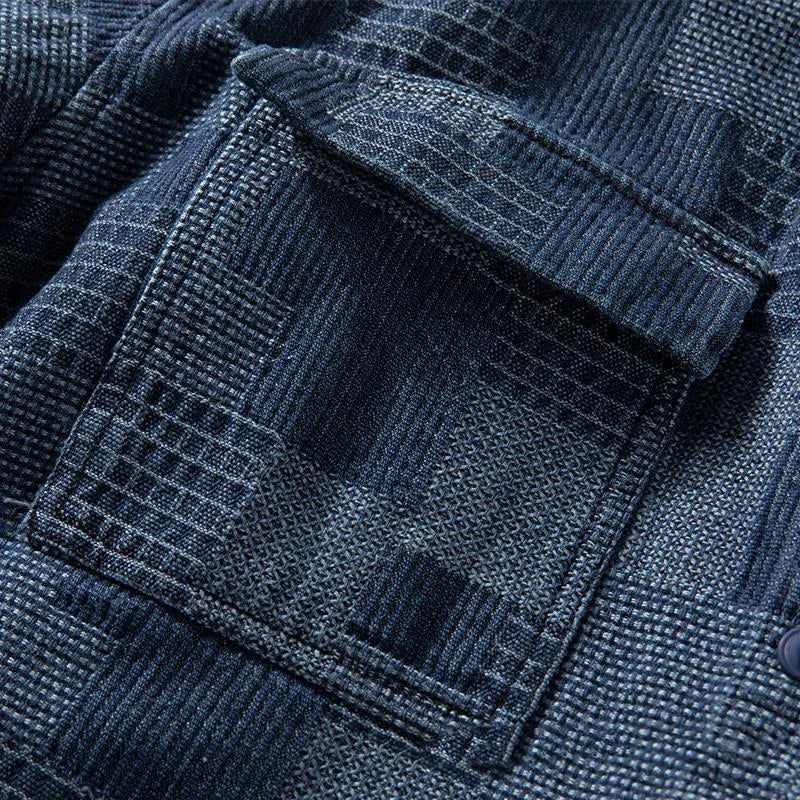 Heavy Denim Shirt Men's Long Sleeve Loose Japanese Retro Washed Distressed Shirt Men's Top Plaid Thickened Jacket Street King Limited