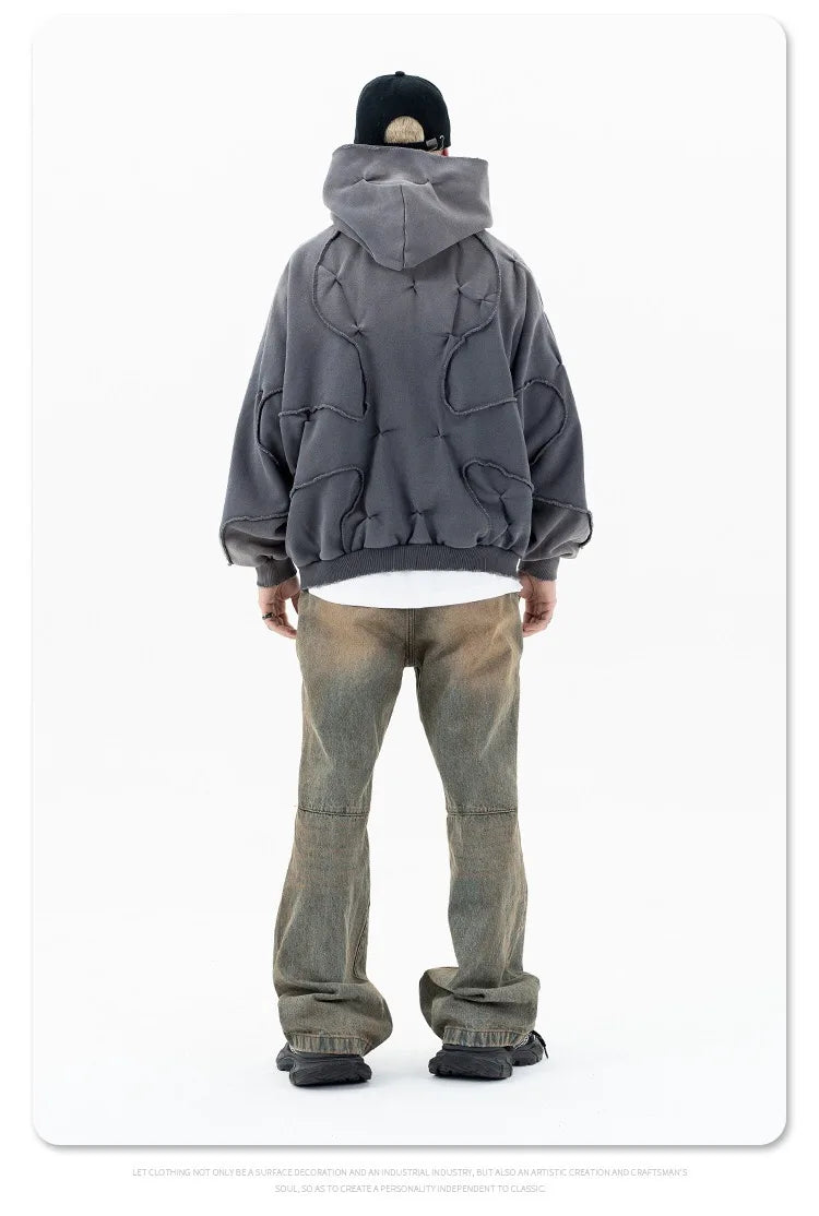 Stitching deconstructed gradient dyed heavy hoodie Street King Limited