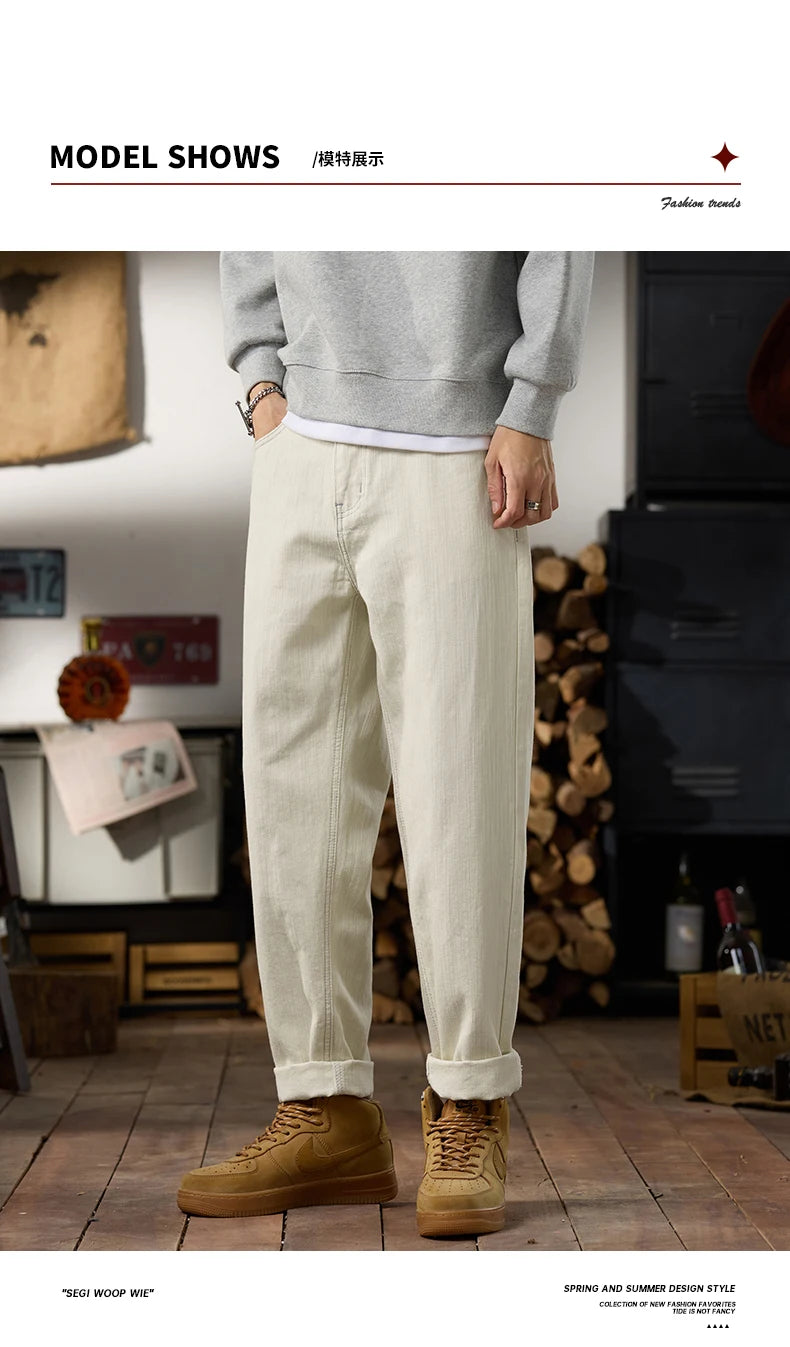 men classic fashion vintage loose casual plus size 28 42 ankle length white soft denim jeans pant cityboy harem jeans trousers unique jeans style 1978