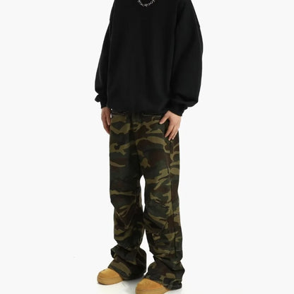 2024 High Street Mens Camouflage Straight Leg Jeans American Trend Tooling Denim Pants Zipper Multiple Pockets Cowboy Trousers Street King Limited