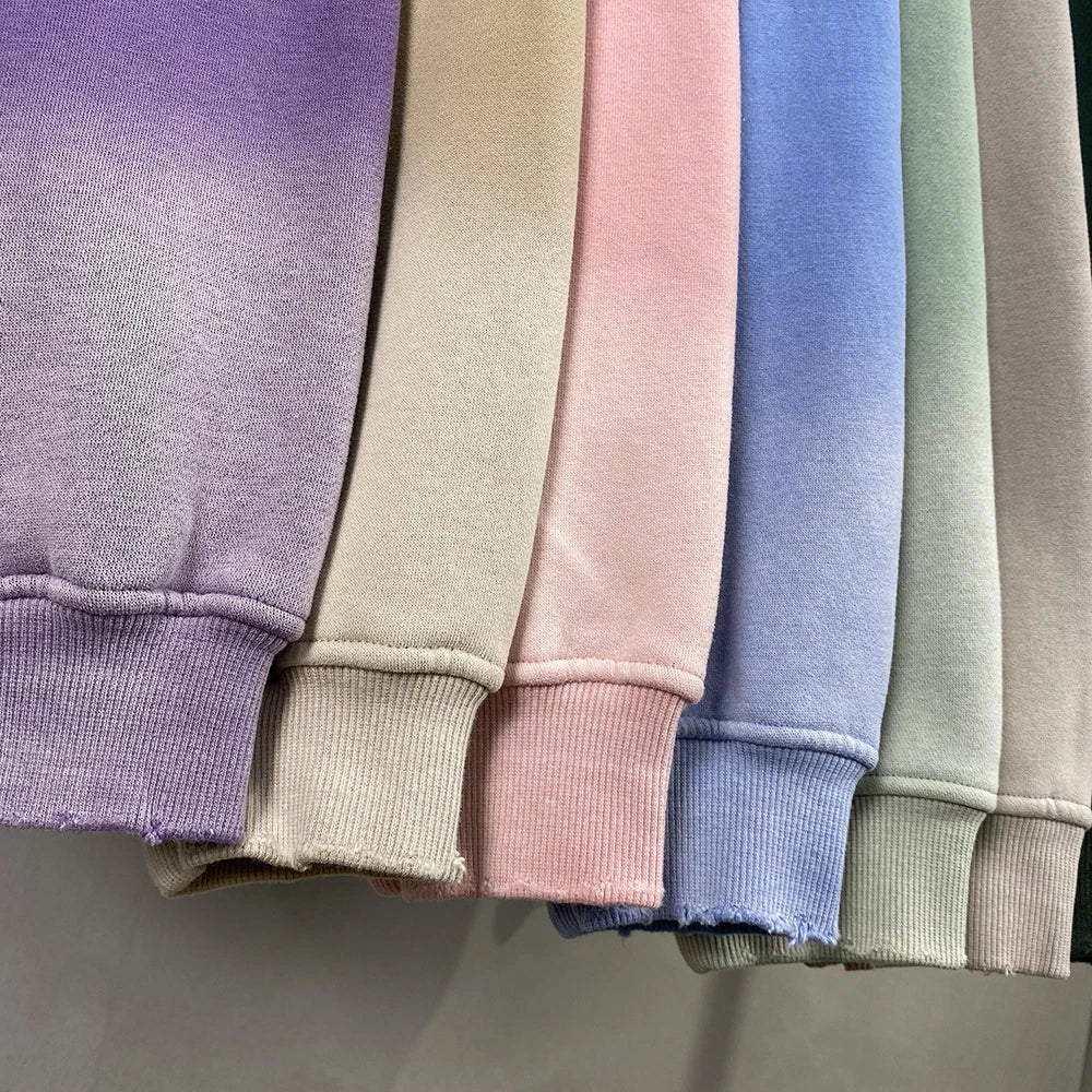 Autumn and Winter Washing Spray Dyeing Baggy Hoodies Distressed Hip Hop Gradient Men's and Women's Oversize Hooded Sweatshirts Street King Limited