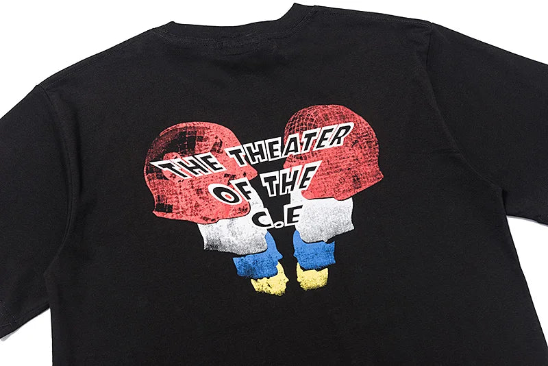 C.E T-shirts Men Woman Good Quality Cotton Casual Loose Vintage Abstract Face Printing Summer O-Neck CAVEMPT Top Tee Street King Limited