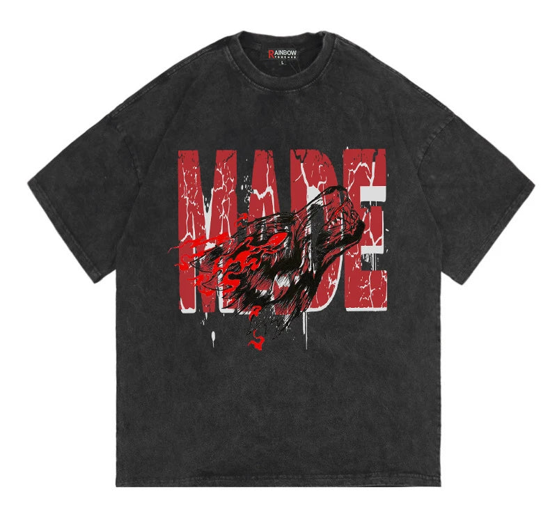 Rainbowtouches 2022 New Brand Mens  Vintage T-Shirt High Street Tidal Current Letter Design Mens T Shirt Men Hip Hop Women Shirt Street King Limited
