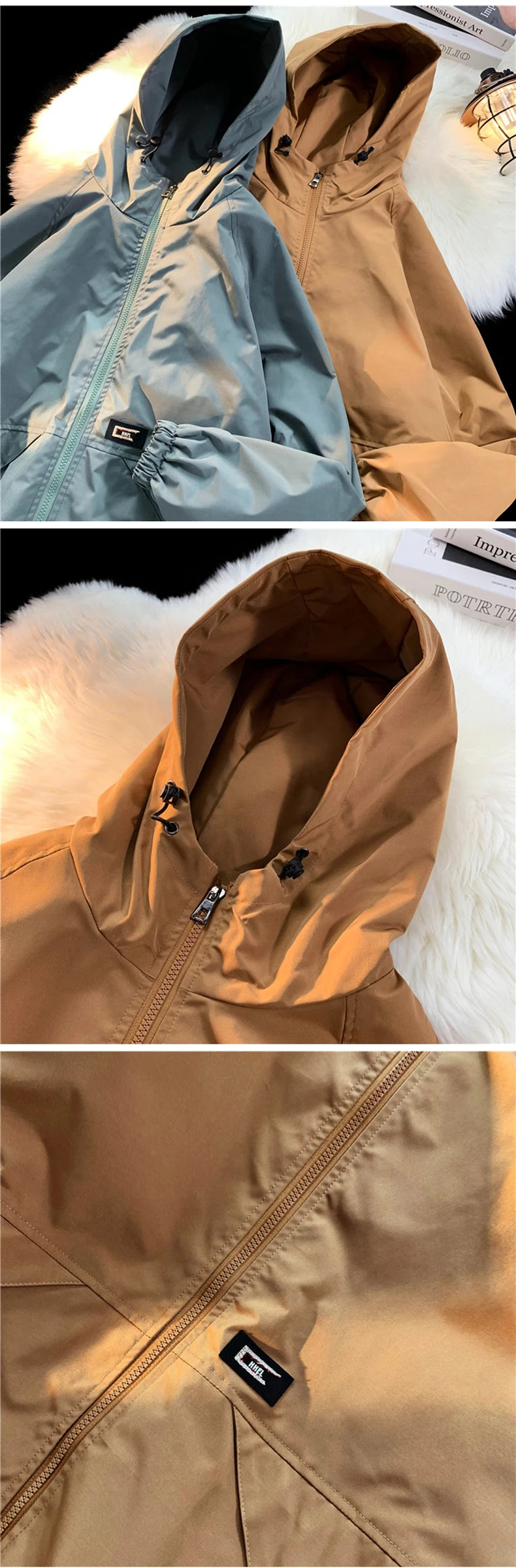 mens windbreaker solid color jackets outerwear tactical waterproof pilot coat men sports jacket autumn large size hoodie coats unique default style 5689