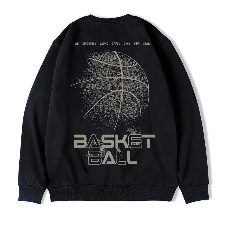 Funny Cartoon Basketball Graphic Pullovers Fleece Sweatshirts Hombre Letter Printed Crewneck Hoodie Y2K Streetwear Clothing Street King Limited