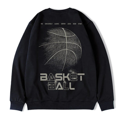 Funny Cartoon Basketball Graphic Pullovers Fleece Sweatshirts Hombre Letter Printed Crewneck Hoodie Y2K Streetwear Clothing Street King Limited