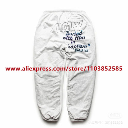2024 autumn winter vintage casual sports pants mens letter illustration printed loose drawstring leg strap high street hip hop unique default style 1612