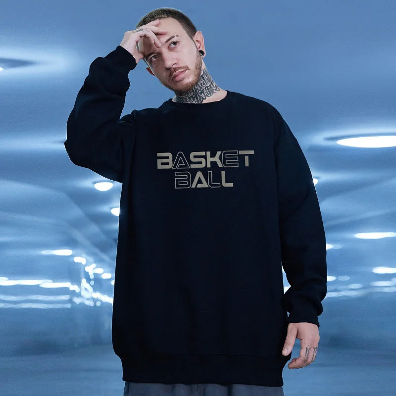 Funny Cartoon Basketball Graphic Pullovers Fleece Sweatshirts Hombre Letter Printed Crewneck Hoodie Y2K Streetwear Clothing Street King Limited