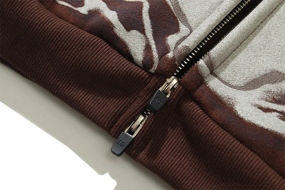Cactus Jack Zipper Hoodie for Men Skull Print Pullover Hoodies Halloween Hip-hop Hooded Cardigan Zip Up Washed Y2k Clothes Man Street King Limited
