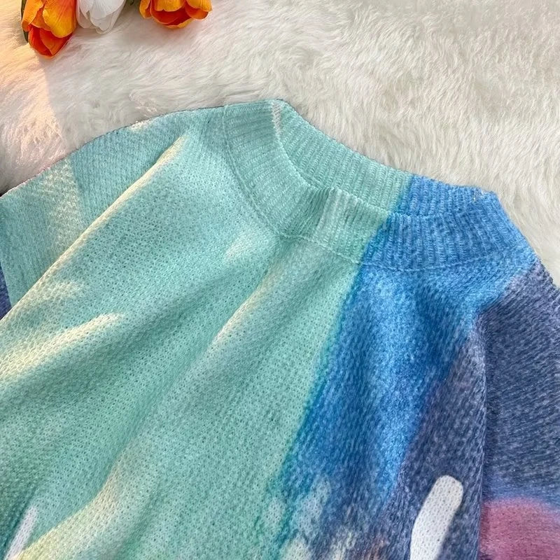 Rainbowtouches Men's Sweater Street Wear Cartoon Printing Graffiti Oversize Pullover Vintage Knitted Sweater Couples Autumn Street King Limited