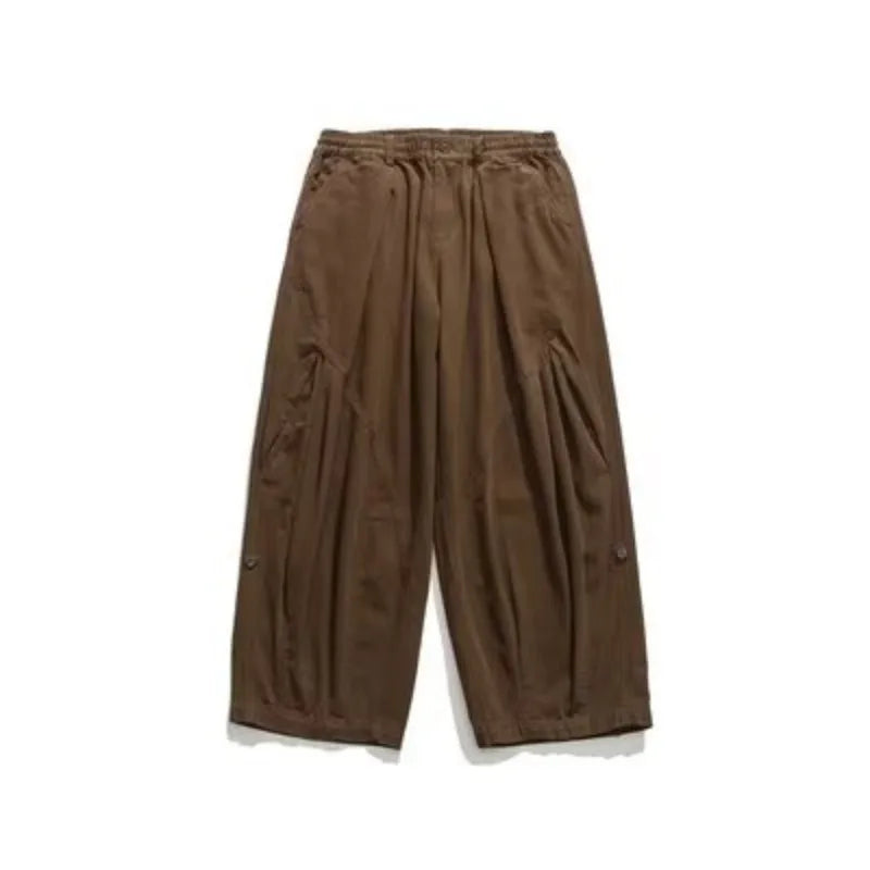 winter 2024 japanese college set mens vintage stand collar cotton jacket casual wide leg pants 2 piece suits male street 2 pcs unique default style 4187