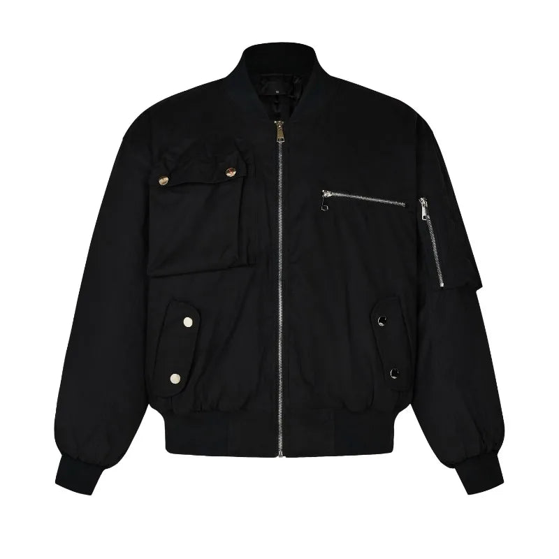 High Street Pilot Cotton Jackets Mens Thickening Winter Tooling Trendy Profile Warm Bomber Coats Unisex Baseball Collar Parkas Street King Limited