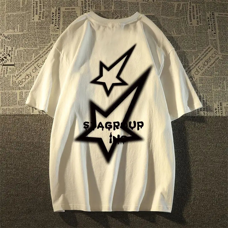 American retro star fashion brand pure cotton short-sleeved T-shirt for men and women summer loose ins trend half-sleeved shirts Street King Limited