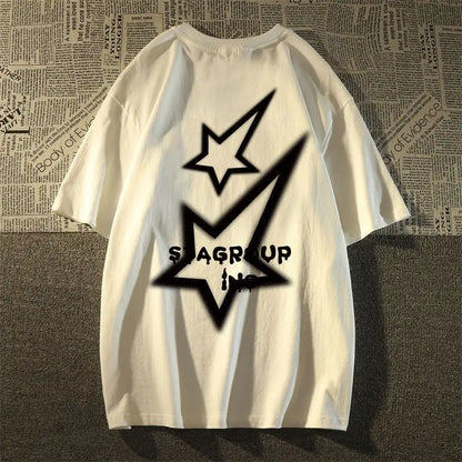 American retro star fashion brand pure cotton short-sleeved T-shirt for men and women summer loose ins trend half-sleeved shirts Street King Limited
