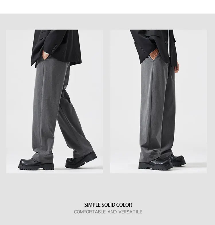 suit pant men korean streetwear fashion loose casual plus size straight suit pant office man commuter pants trousers unique default style 2099