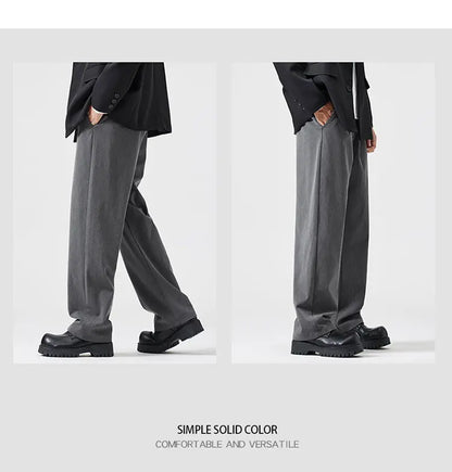 suit pant men korean streetwear fashion loose casual plus size straight suit pant office man commuter pants trousers unique default style 2099