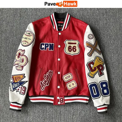 Leather Jacket Men Motorcycle Luxury Designer Embroidery Short Biker Baseball Jackets Y2k Streetwear Winter Bomber Coat White Street King Limited