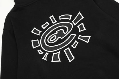 Harajuku Logo Embroidery Thick Fleece Hooded Hoodies for Men and Women Pullover Baggy Casual Sweatshirts Oversized Loose Hoody Street King Limited