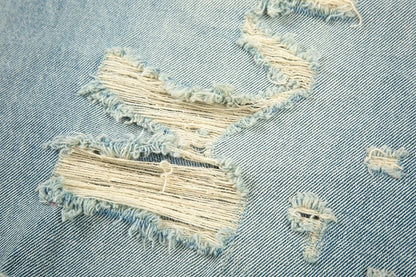 washed blue oversized torn jeans for men streetwear hip hop large destroyed wide leg jeans baggy straight ripped denim pants unique jeans style 4429