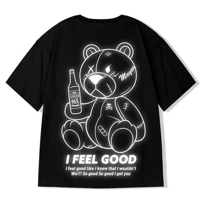 Men Harajuku Fashion T Shirt Bear beer print Kawaii Tshirt Hip Hop Streetwear T-Shirts 2022 Summer Casual Oversized Tees Tops Street King Limited