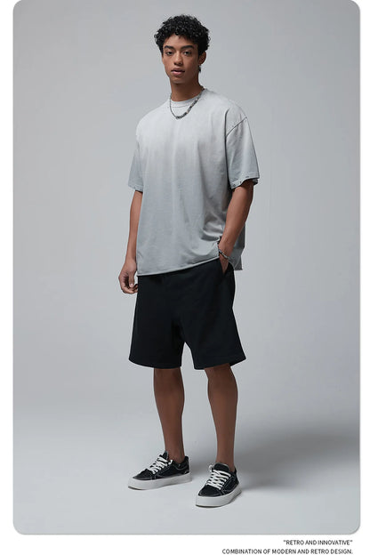 2024 Spring Summer New in Tops Tees Trendy Spray Dye Cut Damaged Washed Y2k Clothes Men's Short Sleeved T-shirt Oversized Street King Limited
