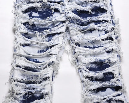 Men's Jeans Skinny Frayed Distressed Retro Ripped Biker Jeans Hip Hop Streetwear European American Slim Denim Pants for Men Street King Limited