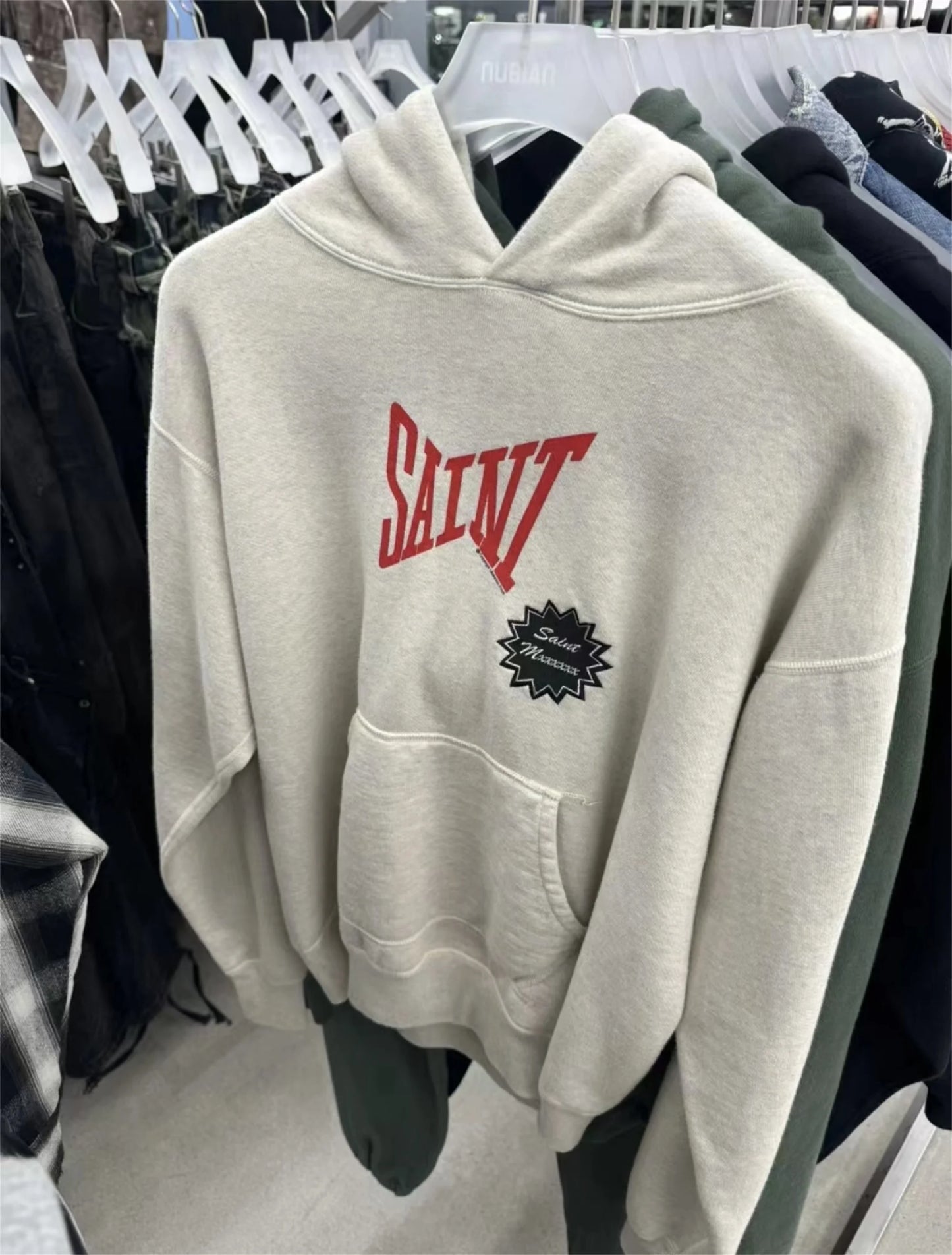 24ss sm brand fashion letter print high street wear cotton casual loose sweater hoodies pants set unique default style 4709
