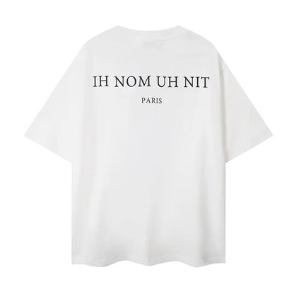 2024ss New IH NOM UH NIT T-shirt Masked Gold Necklace Printing Men Woman Good Quality Chaopai Top Tees Street King Limited