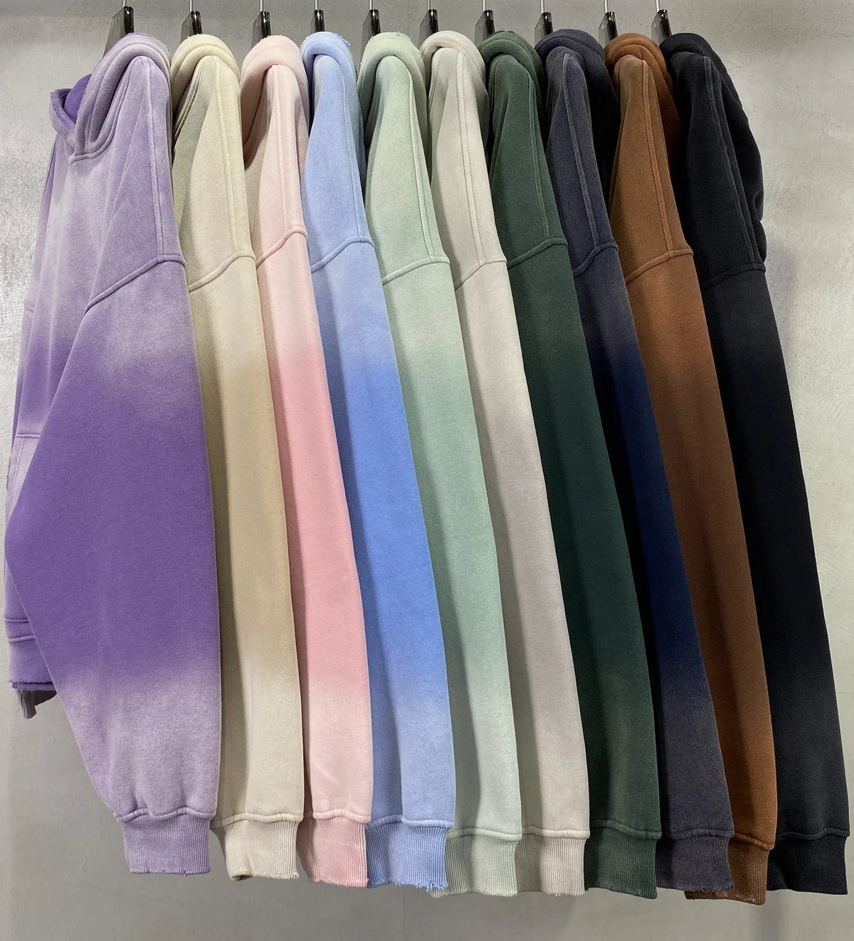 Autumn and Winter Washing Spray Dyeing Baggy Hoodies Distressed Hip Hop Gradient Men's and Women's Oversize Hooded Sweatshirts Street King Limited