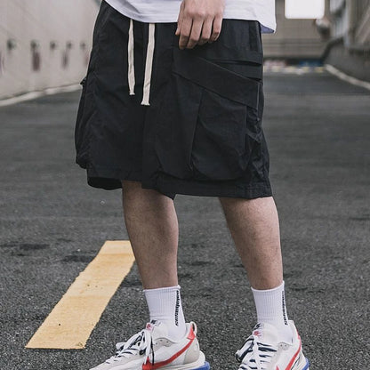 Korean trendy brand personality printed short sleeved T shirt Fashion street Y2K men and women straight functional work shorts Street King Limited
