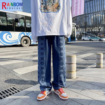 rainbowtouches bandana paisley pants mens high street color matching full print straight hip hop retro legged casual pant unisex menswear bottoms