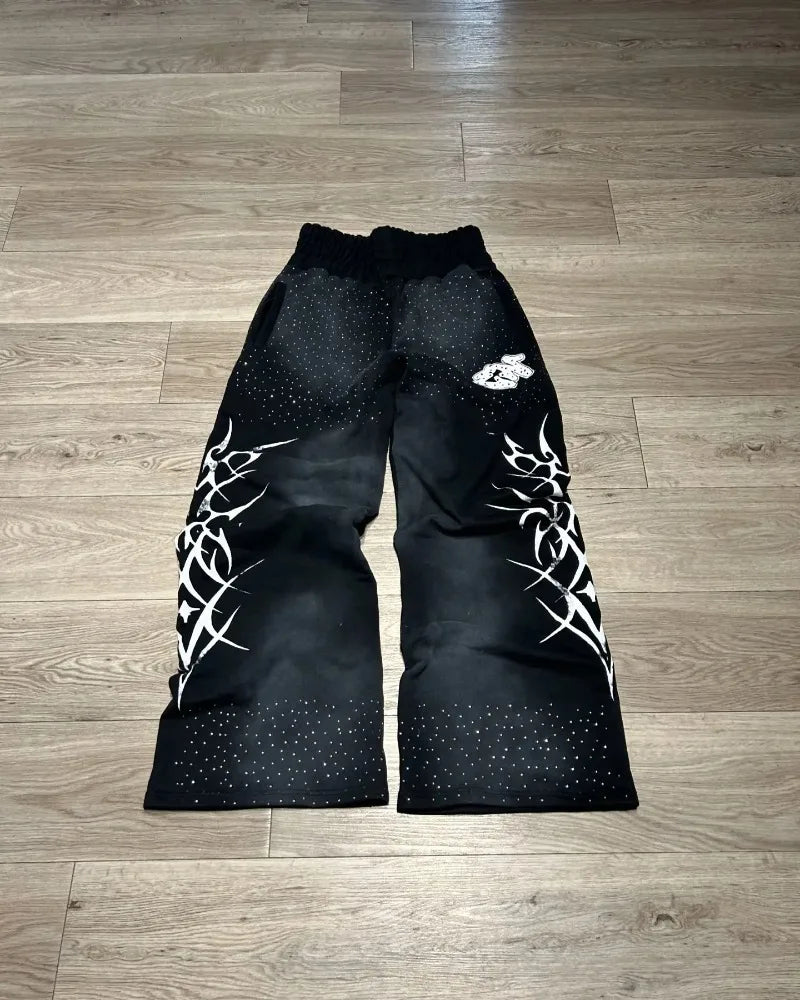 y2k american high street brand fashion loose floor length pants men harajuku retro gothic punk printed oversized trousers women minimalist street pants