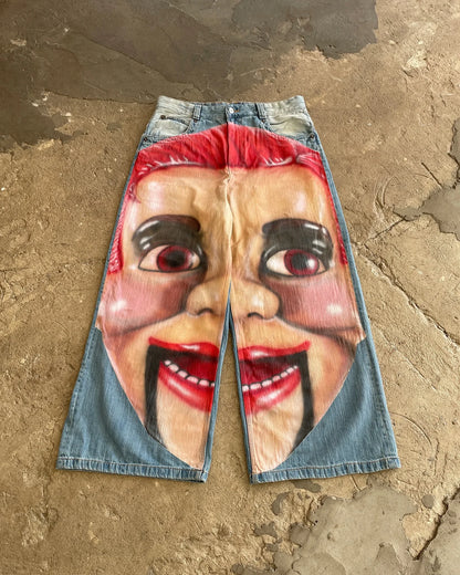 high street casual puppet master pattern sweatpants retro y2k men jeans street hip hop straight harajuku streetwear men clothing sporty tapered joggers