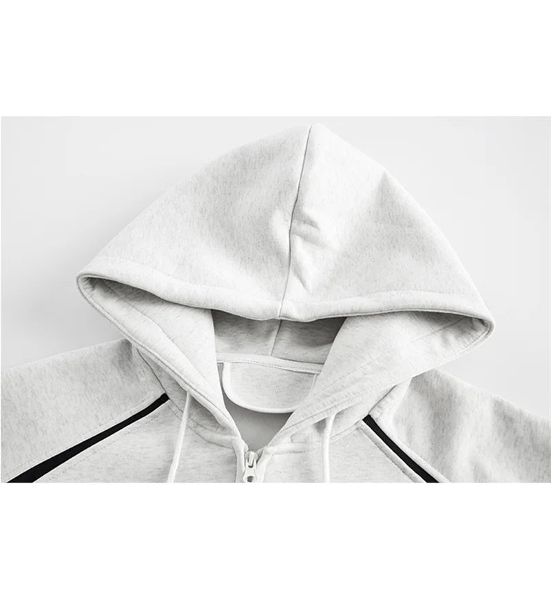 Autumn Oversized Zipper Hoodies For Men New Casual Hooded Cardigan Jackets Streetwear Patchwork Fleece Y2K Hoody Sweatshirts Street King Limited