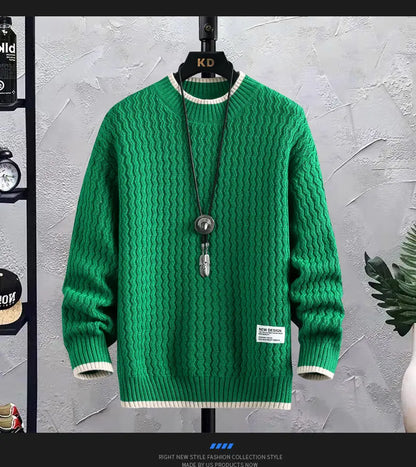 Stripe Sweaters Men Winter Korean Style Mens Warm Sweater Men Fashion Sweaters Splicing Color Patterns Men's Wool Pullovers Male Street King Limited