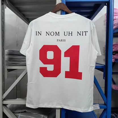 2024ss New IH NOM UH NIT T-shirt Masked Gold Necklace Printing Men Woman Good Quality Chaopai Top Tees Street King Limited