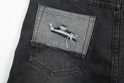 vintage washed ripped hole slim pencil pants mens and womens streetwear frayed distressed baggy jeans oversize loose denim pants unique jeans style 4354
