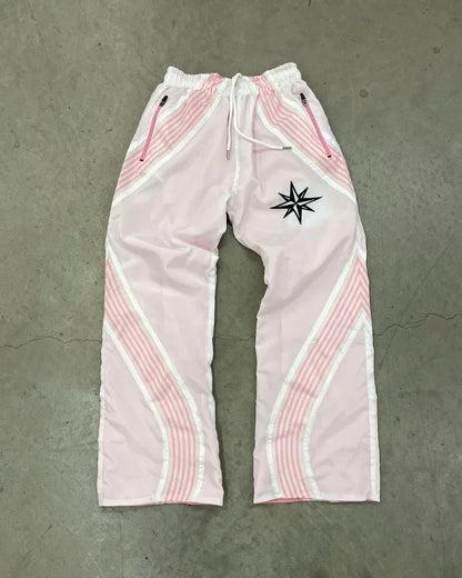 american high street fashion striped letter printed trousers men y2k harajuku retro personality casual oversized wide leg pants unique default style 3322