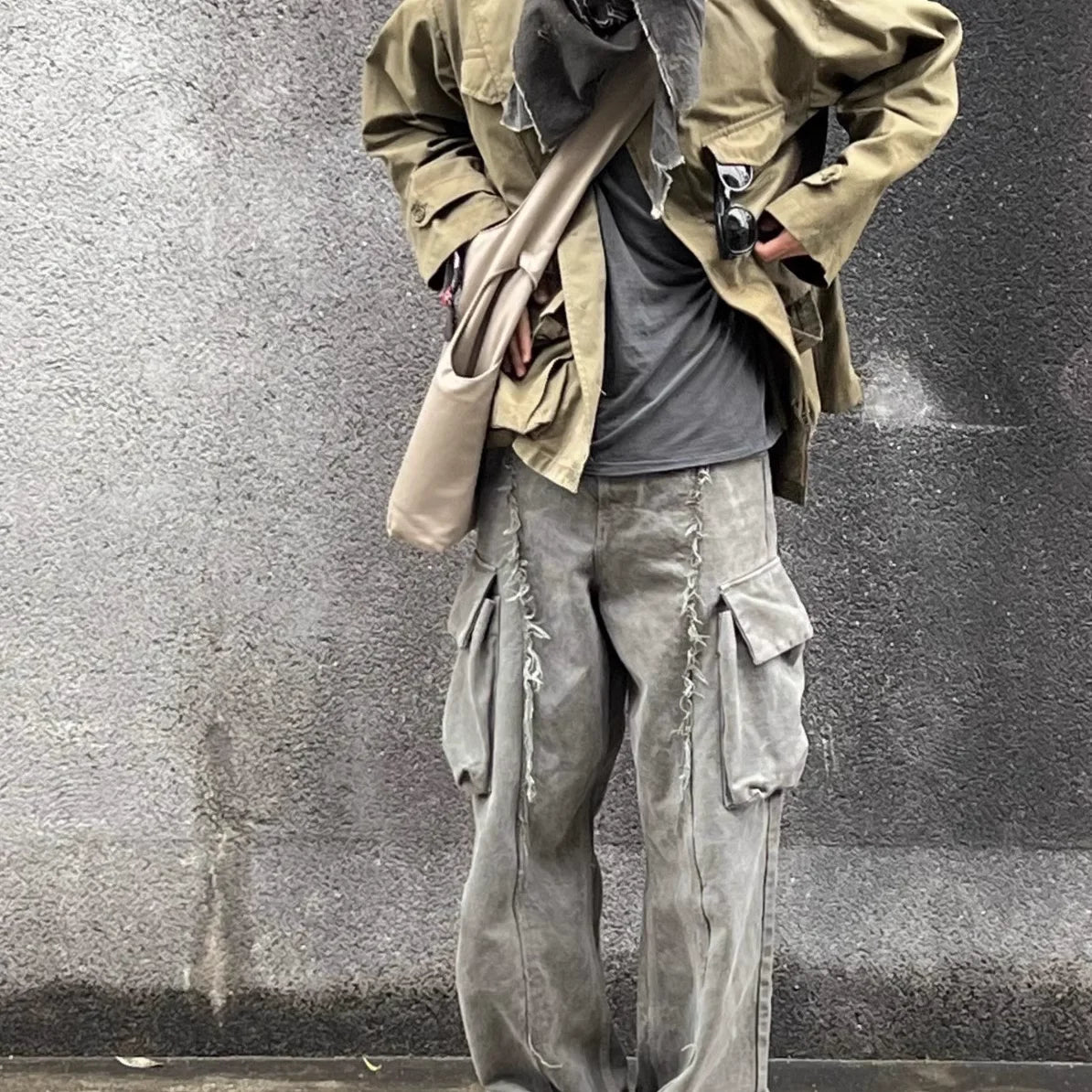 y2k streetwear tassel multi pocket jeans for men straight solid baggy cargo pants pantalones hombre casual denim trousers military streetwear pants