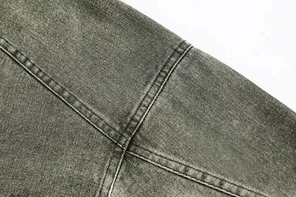 motorcycle hip hop mens cowboy jackets autumn 2024 embroidered washed trend denim coats stand collar color blocking outwear unique jeans style 2775