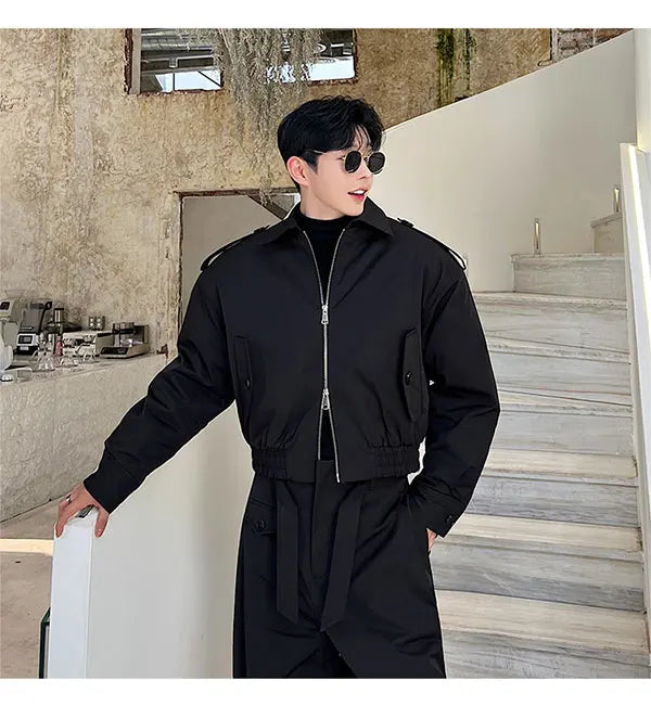 men 2 pieces sets quilted short cargo jacket pant autumn winter korean streetwear casual thicken bomber coat trousers suits unique cargo style 2650